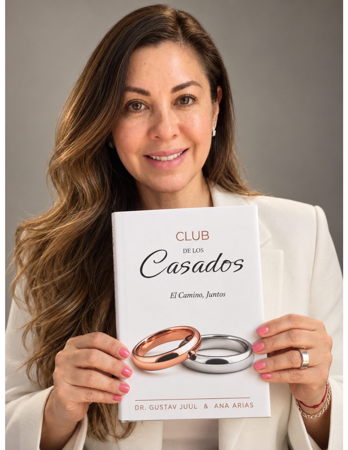 Ana Arias with The Marriage Club book