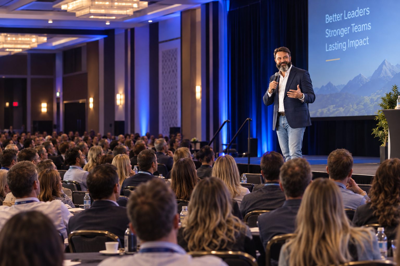 Dr. Gustav Juul speaking on stage
